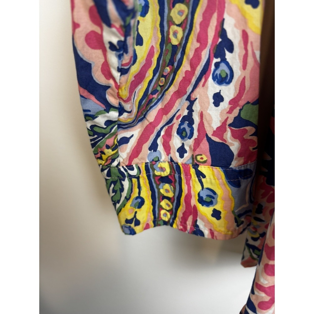 Talbots Women's Petite XLP Multicolor summer bold Novelty Cotton Collared Button - Picture 4 of 9